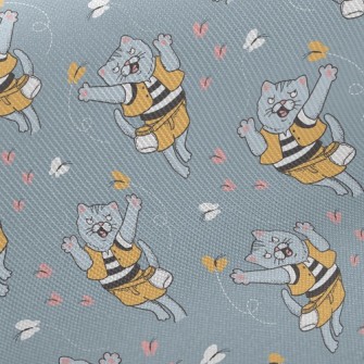 Cat Chasing Butterfly Twill