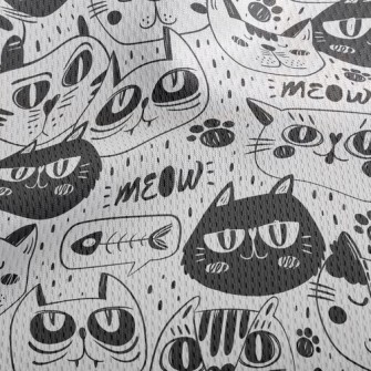 Funny Expression Cat Face Athletic Mesh Flat Back