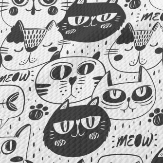 Funny Expression Cat Face Birdseye Piqué