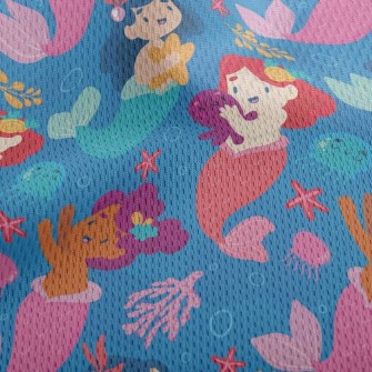 Mermaid Princess And Jellyfish Athletic Mesh Flat Back