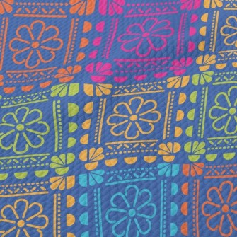 Bright Flower Tile Style Birdseye Piqué