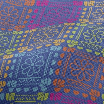 Bright Flower Tile Style Performance Linen