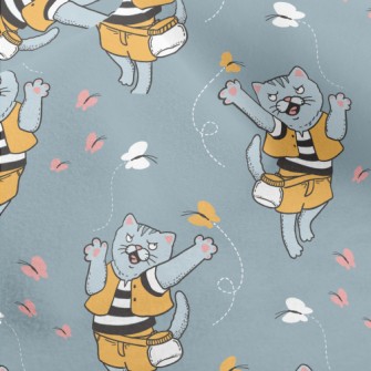 Cat Chasing Butterfly Micro Fleece