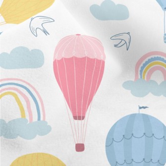 Rainbow And Hot Air Balloon Micro Fleece