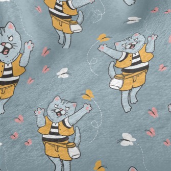 Cat Chasing Butterfly Minky