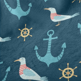 Sailor Seagull And Anchor Minky