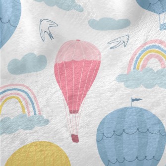 Rainbow And Hot Air Balloon Minky