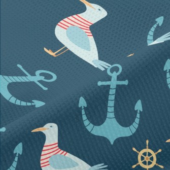 Sailor Seagull And Anchor Piqué