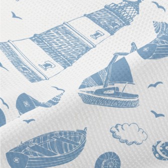 Boat Sailing Lighthouse Piqué