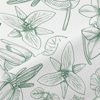 Line Drawing Big Flowers Piqué