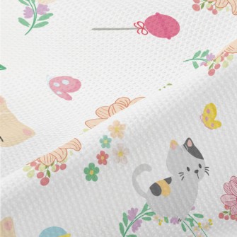 Chasing Flower Cat Piqué