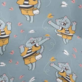 Cat Chasing Butterfly Lightweight Performance Linen