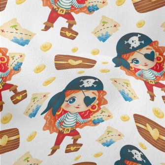 Cute Loving Pirate Girl Lightweight Performance Linen
