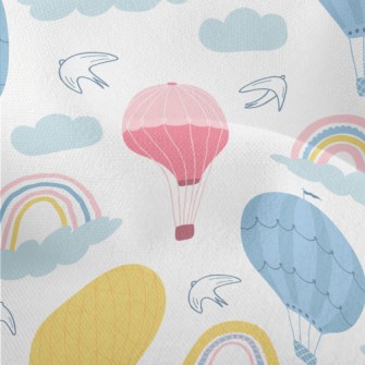 Rainbow And Hot Air Balloon Lightweight Performance Linen