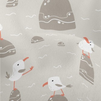Seagull Resting On Stone Lightweight Performance Linen