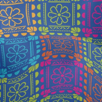 Bright Flower Tile Style Lightweight Performance Linen