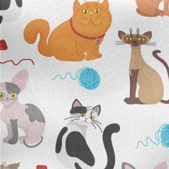 Cats Like Yarn Balls Jersey Backed Fleece