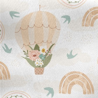 Flower Decorated Hot Air Ballo Jersey Backed Fleece