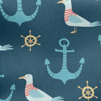 Sailor Seagull And Anchor Jersey Backed Fleece