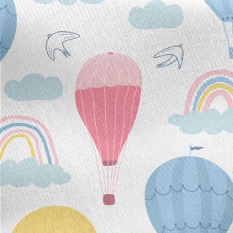 Rainbow And Hot Air Balloon Jersey Backed Fleece