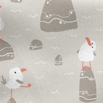 Seagull Resting On Stone Jersey Backed Fleece