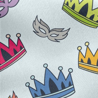 Colorful Crowns And Masks Jersey Backed Fleece