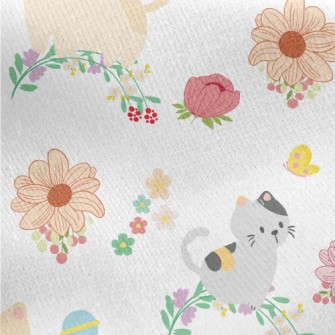 Chasing Flower Cat Jersey Backed Fleece