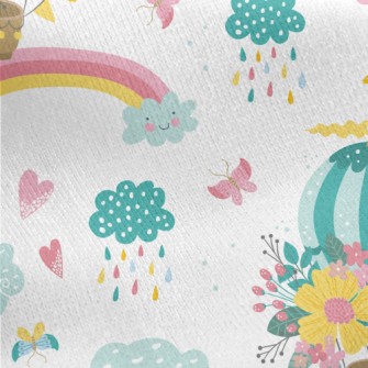 Fairy Hot Air Balloon Jersey Backed Fleece