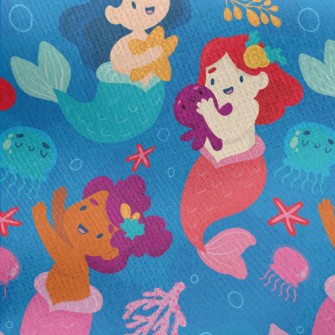 Mermaid Princess And Jellyfish Jersey Backed Fleece