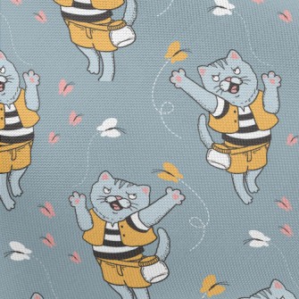 Cat Chasing Butterfly Pongee