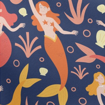 Elegantly Playing Mermaid Pongee