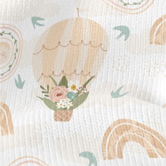 Flower Decorated Hot Air Ballo Stretch Jersey