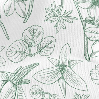 Line Drawing Big Flowers Stretch Jersey