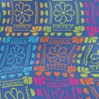 Bright Flower Tile Style Stretch Jersey