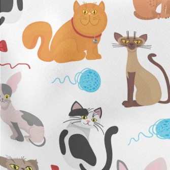 Cats Like Yarn Balls Lightweight Cotton Poplin