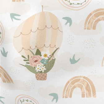 Flower Decorated Hot Air Ballo Lightweight Cotton Poplin