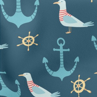 Sailor Seagull And Anchor Lightweight Cotton Poplin