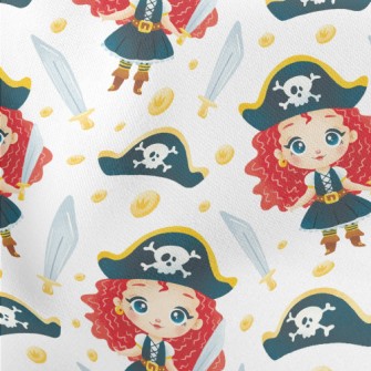 Girl Dressed Up As A Pirate Lightweight Cotton Poplin