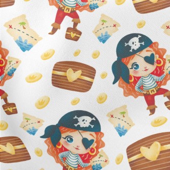 Cute Loving Pirate Girl Lightweight Cotton Poplin