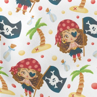 Playful One-eyed Female Pirate Lightweight Cotton Poplin