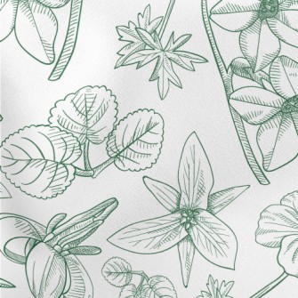 Line Drawing Big Flowers Lightweight Cotton Poplin
