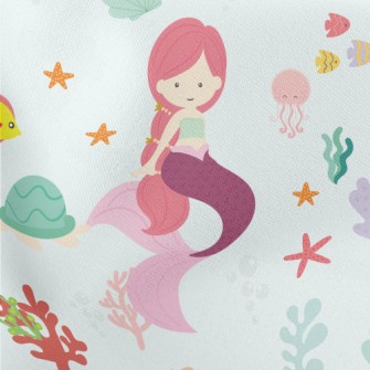 Underwater World Mermaid Lightweight Cotton Poplin