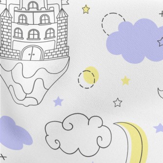 Fantasy Castle In The Sky Lightweight Cotton Poplin
