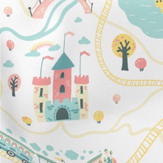 Childlike And Cute Castle Lightweight Cotton Poplin