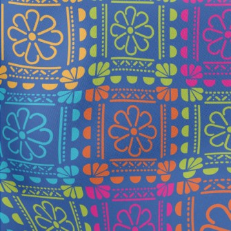 Bright Flower Tile Style Lightweight Cotton Poplin