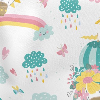 Fairy Hot Air Balloon Lightweight Cotton Poplin