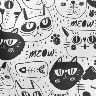 Funny Expression Cat Face Lightweight Cotton Poplin