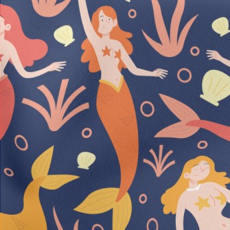 Elegantly Playing Mermaid Lightweight Cotton Poplin