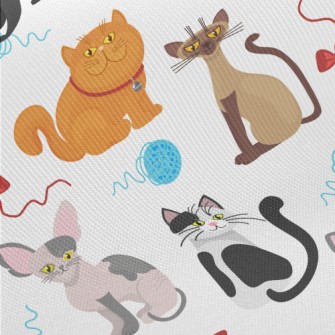 Cats Like Yarn Balls Midweight Cotton Poplin