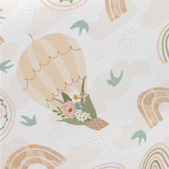 Flower Decorated Hot Air Ballo Midweight Cotton Poplin